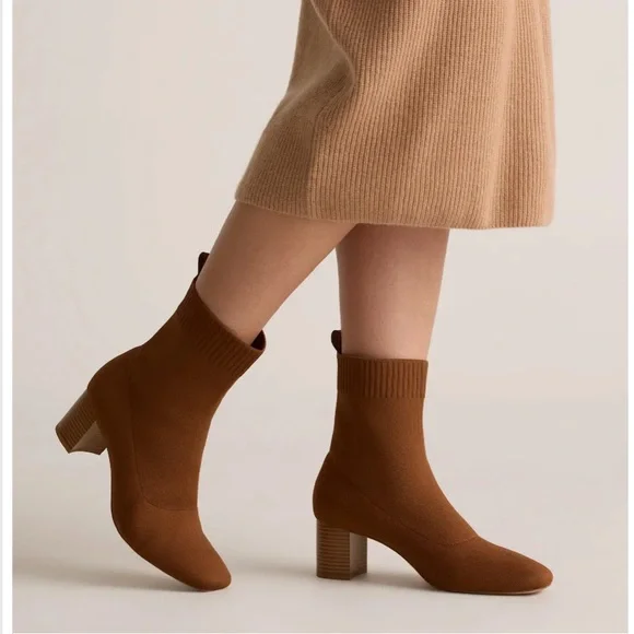NWT Quince Eco Knit Heeled Booties - Picture 1 of 8